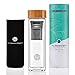Produktbild Glas-Teeflasche von Kuro – doppelwandige, robuste Glasflasche mit Tee-Sieb – Thermos-Flasche für 450ml Heißgetränke – die ideale Teekanne to go – Teezubereiter mit Neopren-Hülle (Bambus)