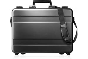 GUARDIQUE Aluminium Aktentasche, CW-026, mit Deckeleinsatz, Attachékoffer, Aktenkoffer aus Aluminium, Alu-Koffer, Demonstrationskoffer, Schutzkoffer, Anthrazit, TSA-Schloss, 44,2 × 32,2 × 11 cm