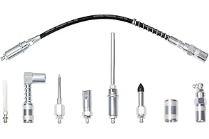 Gokoti Punta de Engrase para Herramientas Kit de Acopladores de Grasa de 9 Piezas Accesorios de Engrase de ConexióN RáPida Accesorios Completos de LubricacióN