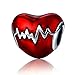 Produktbild HSUMING Heartbeat Charm Forever Love Red Heart EKG I Love You Charm Bead for Pandora Bracelet Necklace Schmuck, Gift for Women Girls