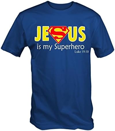 SUPER JESUS Christian t Shirt ( Blue , Medium )