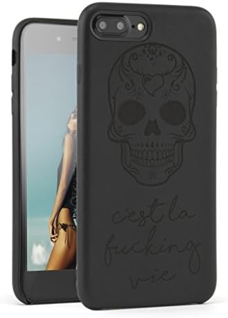 Lady Donovan - Phone cases made of leather or silicone - case for women - different designs - Cases - Black / Skull with engraving, iPhone 7 Plus