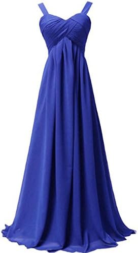 women's long dresses wedding party evening bridal bridesmaids birthday prom chiffon gown slim banquet shoulder strap sleeveless zipper dress . blue . us12