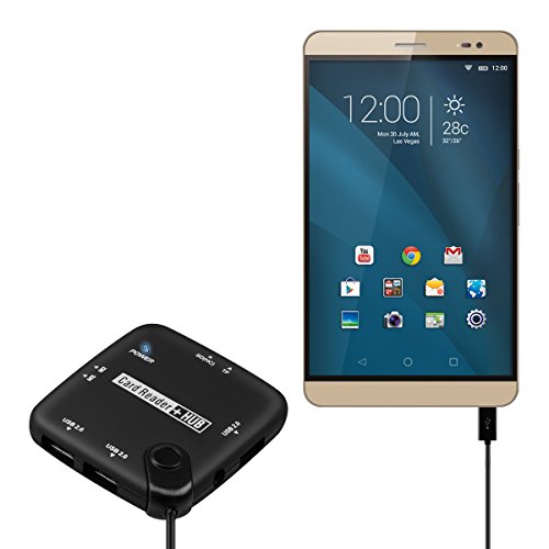 kwmobile 7in1 Micro USB Multi Card Reader OTG Connection für Huawei MediaPad X2 7.0 Adapter USB 2.0 / SD Karte / Micro SD Karte u.v.m. in Schwarz - 4