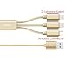 Produktbild Lightning Hdmi Cable, 3 in 1 Multifunktions Kabel, Rock 1.2m USB 2.0 Micro Kabel [Hochwertiges Nylon geflochten] [Blitz-Übertragung] [Verzinntes Kupferdrahtkern] für IOS / Type-C / Micro (iPhone, iPad, Samsung Galaxy, other Android)(A-3, Gold)