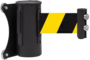 Mavcobo Magnetic Retractable Barrier Tape, 2/3/5 m, Yellow/Black Strap, Temporary Tool for Controlling Crowds as a Safety Solution for Queues (5 m / 16.4 ft)