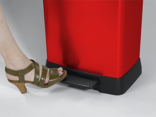 Curver 02162-931-00 Abfallbehälter Deco B Metallics mit Pedal, 50 L, rot / schwarz - 2