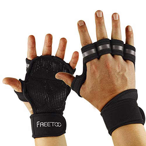 FREETOO Gants de Fitness Gants de Musculation Hommes Gants de Sport Coussinets en EVA Protection des Paumes de Main Respirants et Antidérapants pour Haltérophilie Haltère Traction et Pratiquants de Fitness 2 Pcs