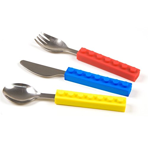 Acacia person Utensilios de acero inoxidable para Niños, apilable silicona Utensilios Set Cubiertos para Niños