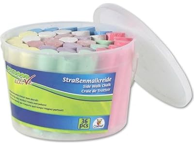 OUTDOOR ACTIVE Seau de 36 craies de trottoir couleurs assorties - jouet creatif - jeu plein air