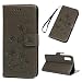 Produktbild Edauto Galaxy A50 Hülle Case für Samsung Galaxy A50 HandyHülle Lotus Schmetterling Leder Flipcase Schutzhülle Brieftasche Flipcover Tasche Ständer Magnetverschluss Kartenfach Handytasche Grau