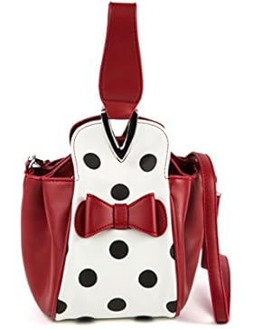 Lola Ramona Damen Boatie Rockabilly Handtasche Umhängetasche Rot Weiß Polkadot