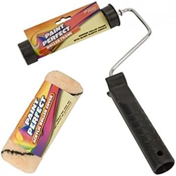 7" Chrome Paint Roller Frame with Black Plastic Handle &amp; 7" Paint Roller Cover