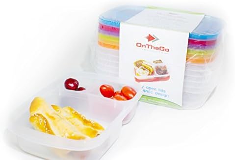 [6 Pack] Premium Multi-Coloured Eco-Friendly 3-Compartment Bento Lunch Box Containers - Microwavable, Dishwasher Safe &amp; Reusable