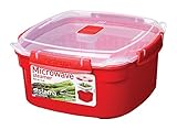 Sistema Microwave Medium Steamer with Removable Steamer Basket - 2.4 L, Red/Clear
