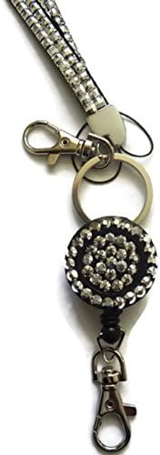 Bling Diamante gems Rhinestone Retractable Reel id Badge Holder strap Lanyard (GREY) UK SUPPLIER SAMEDAY DISPATCH BEFORE 2PM