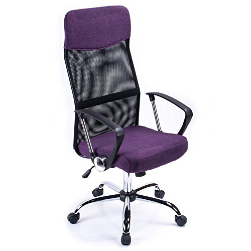 poptoy Alta curvo della maglia Home Office Chair Executive computer sedia girevole da scrivania regolabile in altezza Purple