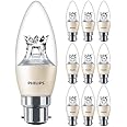 Philips 10 Pack Master LED Clear Candle B38 DimTone Lamp 5.5W (40W) B22 BC Large Bayonet Cap | 2200k to 2700k | 470 Lumen | 25000 Hours | Car Air Freshener Included | 80+ CRI