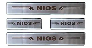 AutoPop Stainless Steel Door Sill Plate Footstep with Etching for Hyundai Grand i10 Nios - Set of 4pc