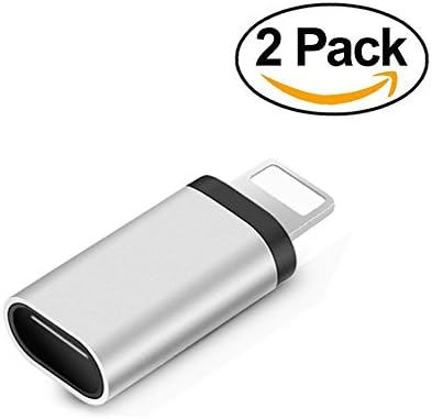 Type C to Lightning Adapter 2-Pack, USB-C to 8-Pin Lightning Male Charge and Sync Adapter - Data Sync your iPhone / iPad / iPod with USB-C Cables