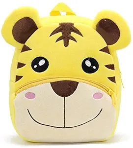 Blue Tree Cute Kids Backpack Toddler Bag Plush Animal Cartoon Mini Travel Bag for Baby Girl Boy 1-6 Years (Smiling-Tiger)