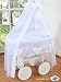 BEAUTIFUL NEW BEDDING SET ONLY FOR BABY WICKER CRIB BASSINET IN WHITE COLOUR WITH DRAPE