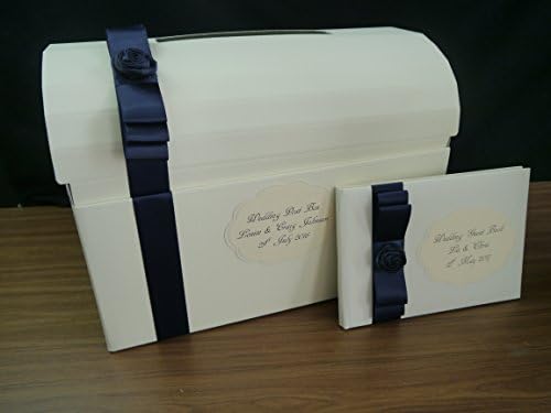 PERSONALISED WEDDING, ANNIVERSARY, BIRTHDAY, CHEST, POST BOX AND MATCHING GUEST BOOK, IVORY, NAVY, PURPLE, SILVER OR ROYAL BLUE