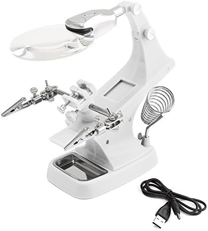 PAMYO Multi-functional Helping Hand Soldering Workbench with Magnifying Desk Lamp Alligator Clips Adjustable Knobe for Modeling and Repairing