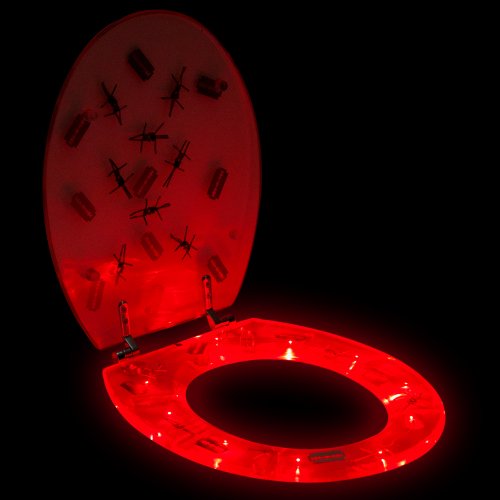 TecTake LED Toilettendeckel Toilettensitz WC Brille Sitz Klobrille Stacheldraht 10 LED rot - 2