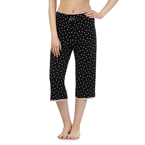 Lounge & Sleep Womens Black Heart Cropped Pyjama Bottoms 14