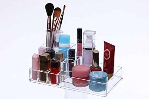 Songmics Acryl Kosmetik aufbewahrung Organizer Schubladen 24 x 13,5 x 18,5 cm 2 Ebenen 4 Schubladen große JKA001 - 8