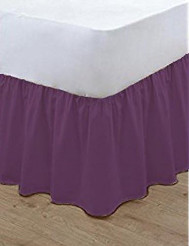 NZ Plain Dyed Poly Cotton Soft Frilled Base Valance Sheets Bed Sheets Covers (King, Plum)