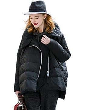 YOU.U Damen Wasserdichte Kurze Winterjacke mit Asymmetrischem Reißverschluss