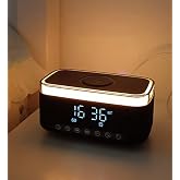 Gaman Jedel SA-148 Bluetooth Hoparl&ouml;r, Kablosuz Şarj, RGB Gece Lambası, &Ccedil;alar Saat, Dijital Masa Saati, Siyah