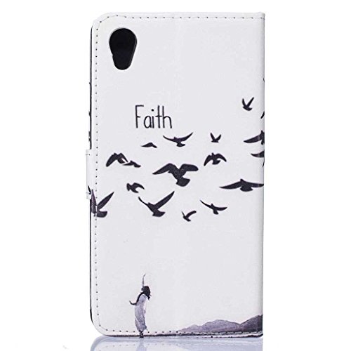 Sony Xperia X Hülle + [Frei Hartglas Displayschutzfolie], BoxTii Sony Xperia X Schutzhülle mit Kartenfächern Ständer Funktion Magnetverschluss, Kratzfeste Wickelfalz Lederhülle Ledertasche mit Stoßdämpfende Rückschale für Sony Xperia X (#3 Faith) - 2