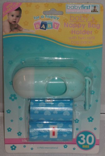 baby's nappy bag holder with twin refill bag packs (Blue or Pink Colour)