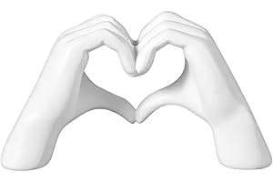 JOAASU Hand Love Gesture Sculpture, 13x7.5cm Hand Love Statue, Heart Gesture Sculpture, Loved Finger Modern Statue for Home Living Room Office Wedding Party Desktop Ornament (White)