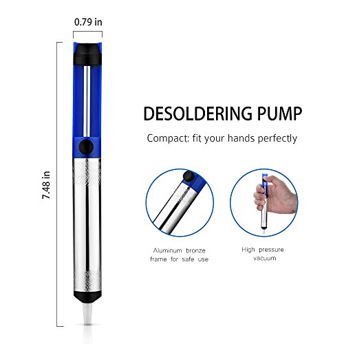 Entlötlitze Entlötpumpe Set, Vtin 2.5mm breit, 1,5 m Länge Desoldering Wick und Lötmittel Sauger, Lötmittel-Sauger Desoldering Vakuumpumpe Solder Removal Tool - 2