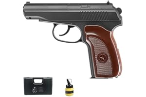 ECOMMUR Pistolet Galaxy G29 en métal (Ressort) | Pistolet Airsoft (Billes en Plastique 6 mm) Type Makarov + Mallette en PVC + Flacon de munitions [Puissance : 0,21 Joules]