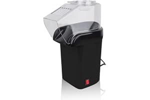 SIDRAL - Popcorn 1200 W per fare popcorn in 2 minuti - Palcorn elettrico con tazza dosatrice - Fai dei deliziosi popcorn con il popcorn ad aria calda (nero)
