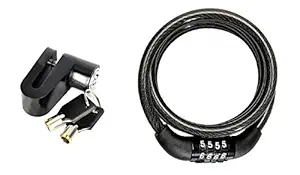 A2D Helmet Protection Bike Helmet Lock with Bike Disc Brake Lock with Keys For TVS Victor GX with DISC