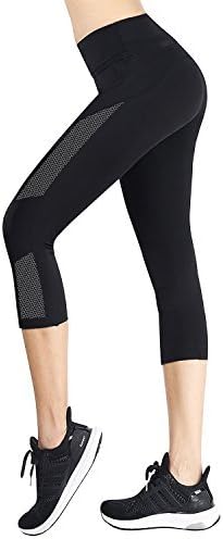 Yoga Pants, JEOutdoors Women's Power Flex Yoga Capris Leggings Sport Pants with High Waist Tummy Control (Large)