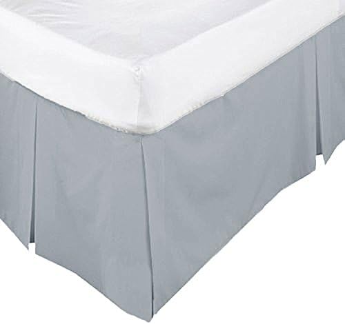 EGYPTO Polycotton Base Valance Bed Sheet, Pleated Styling - 16" EXTRA DEEP Valance (FIT OVER BASE) (Double Bed Pleated Valance, Grey)