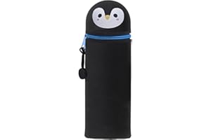 GDFJBG 2-in-1 Silikon Federmäppchen - Dinosaurier,Kawaii,Tischstifthalter Federtasche Tischstifthalter, Reißverschluss, Silikon, Stiftetasche Buntstifte Marker (Pinguin)