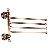 QAZ Handtuchhalter Rose Gold Handtuchhalter, Rotierende Aktivität Handtuchhalter, Crystal Diamond 4 Arme, Handtuchhalter Luxus Lagerregal