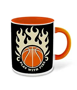 DecorVecor - Basketball Inspired Designer Printed Orange Ceramic Coffee |Tea | Milk Mug (Gift | Sports | Motivational Quotes | Hobby | NBA | Player) (Combo 7)