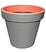 Produktbild 1 Stück _ Design - XL großer Blumentopf / Pflanzkübel - " grau & NEON pink / orange / koralle " - 34 cm GROSS - Übertopf STAPELBAR - Blumenkübel / aus hochwertigen Kunststoff - z.B: Kräutergarten - Kasten / Topf - Blumen - Garten & Terrasse Kräuterinsel - Blumeninsel - Pflanztopf zum Stapeln - wie Blumenampel - Blumenkasten - Kübel