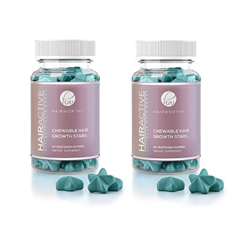 Hairworthy - Acción rápida crecimiento del cabello masticables Vitaminas. Suplemento Natural para el pelo largo con aceite de coco, Biotina y Ácido Fólico. (suministro para 2 meses)