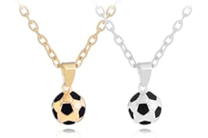 REYOK 2PCS Collier de Football en Argent avec Pendentif Charme Chaîne,Collier Alliage Chaîne Sport Cadeaux pour Enfant Bijoux Unisexe Homme Femme Ballon Foot Chaîne Ajustable 50cm