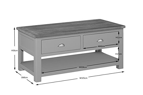 Aspen Painted Oak Sage / Grey 2 Drawer Coffee Table With Shelf